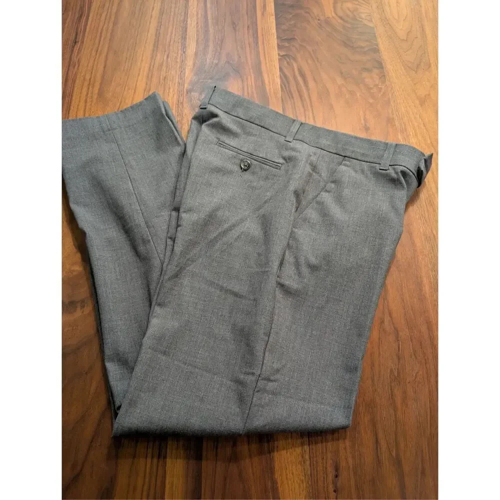 Calvin Klein Boys Gray Flat Front Bi-Stretch Straight Leg Dress Pants Size 18